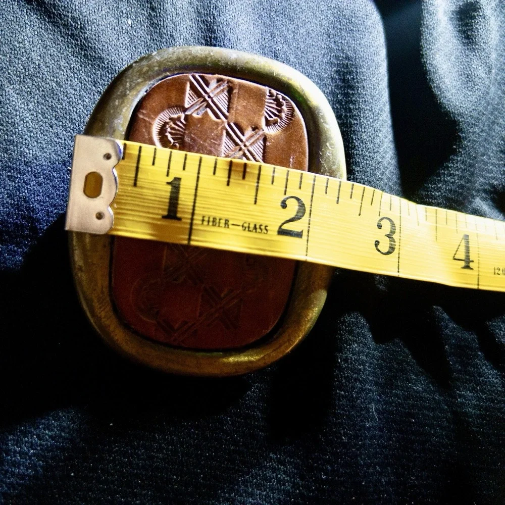 Leather And Brass Western‎ Belt Buckle Rodeo Southwestern Country